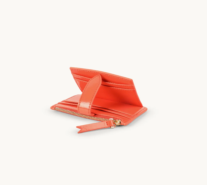 Dylan Kain The Zoe Patent Card Wallet - Orange sunset